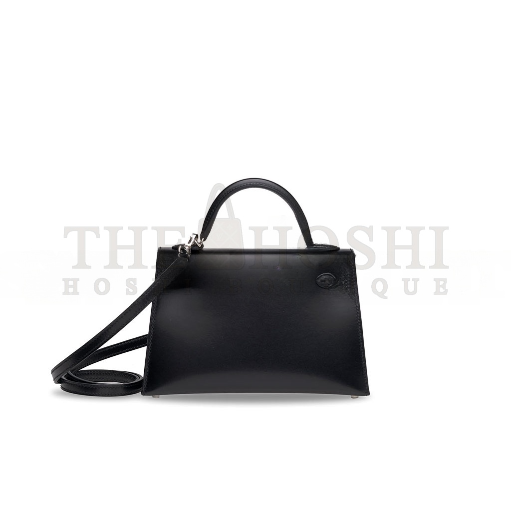 H**me5 MINI KELLY II BOX LEATHER  WITH PALLADIUM HARDWARE (19*12*5.5cm) Master Quality